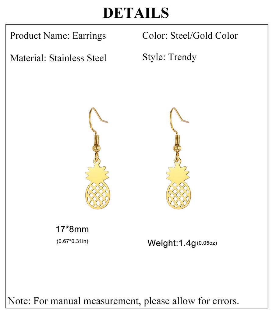 Cazador Cute Pineapple Stud Earrings for Women Stainless Steel Dangle Earrings 2026 Trend Jewelry Party Birthday Gift New