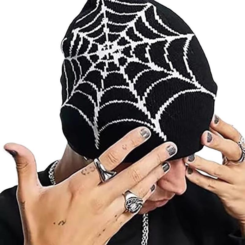 Knitted Hat Trendy Pullover Hat Spider Web Jacquard Unisex