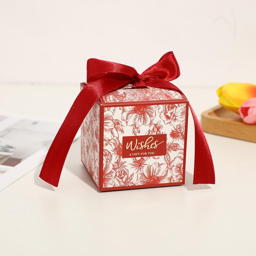 10pcs Bow Ribbon Wedding Party Paper Box Eco-Friendly Candy Box New Gift Packaging Box Goodies Gift