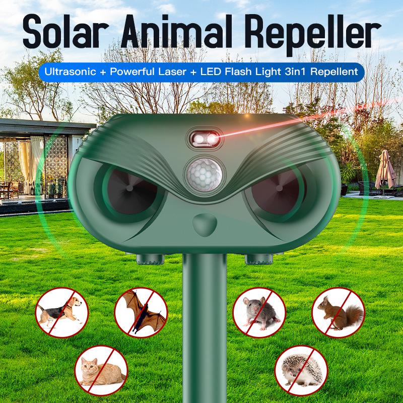 Repelente ultrasónico solar de animales: Eficaz para Aves, Perros, Gatos y Ratas