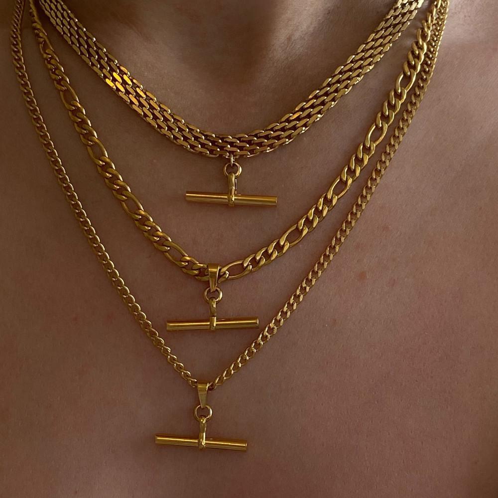 Elegant Women's T-Shaped Titanium Steel Necklace - Light Luxury Style Clavicle Jewelry