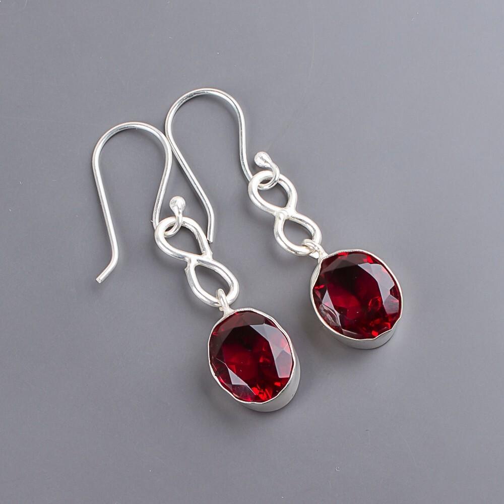 925 Sterling Silver Gift Pink Rubellite Gemstone Jewelry Handmade Earrings 1.60" EE-12-10