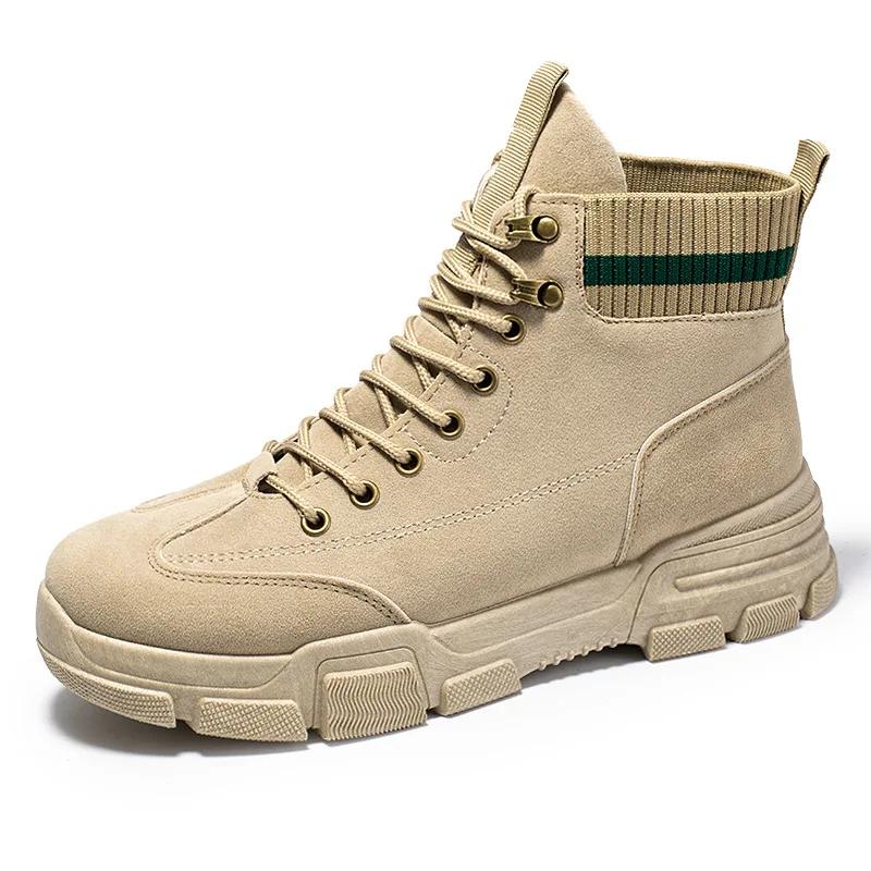 Autumn fashion men's workwear boots Leather Waterproof Lace Up Boots Men Ankle Lightweight Shoes Men Casual Non Slip footwear