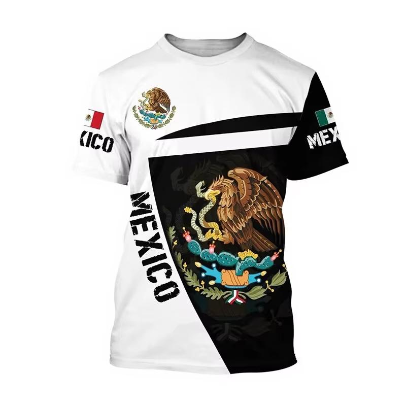 Children's Clothing Boys Summer Fashion Mexico Flag 3d Graphic Print T Shirt Short Sleeve Vibrant Colors Perfect for Casual Wear