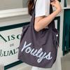 Canvas Nylon Shoulder Bag Korean Style Letter Printed Handbag Fashion Drawstring Tote Bag  Women