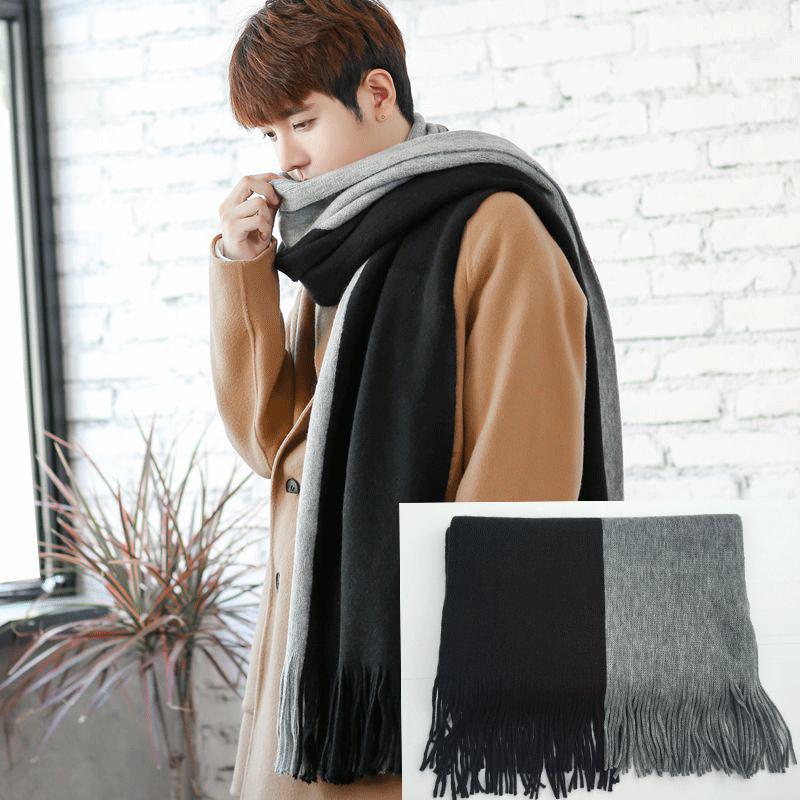 New Fashion Men'S Winter Korean Version Of The Wild Simple New Men'S Scarf Knitted Long Section Young People Students Scarf