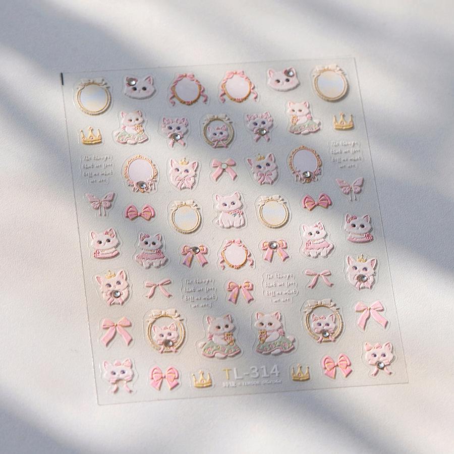 

Ferroso Тисненые Мультяшные Котята Стразы Наклейки для Нейл-Арта TL-314