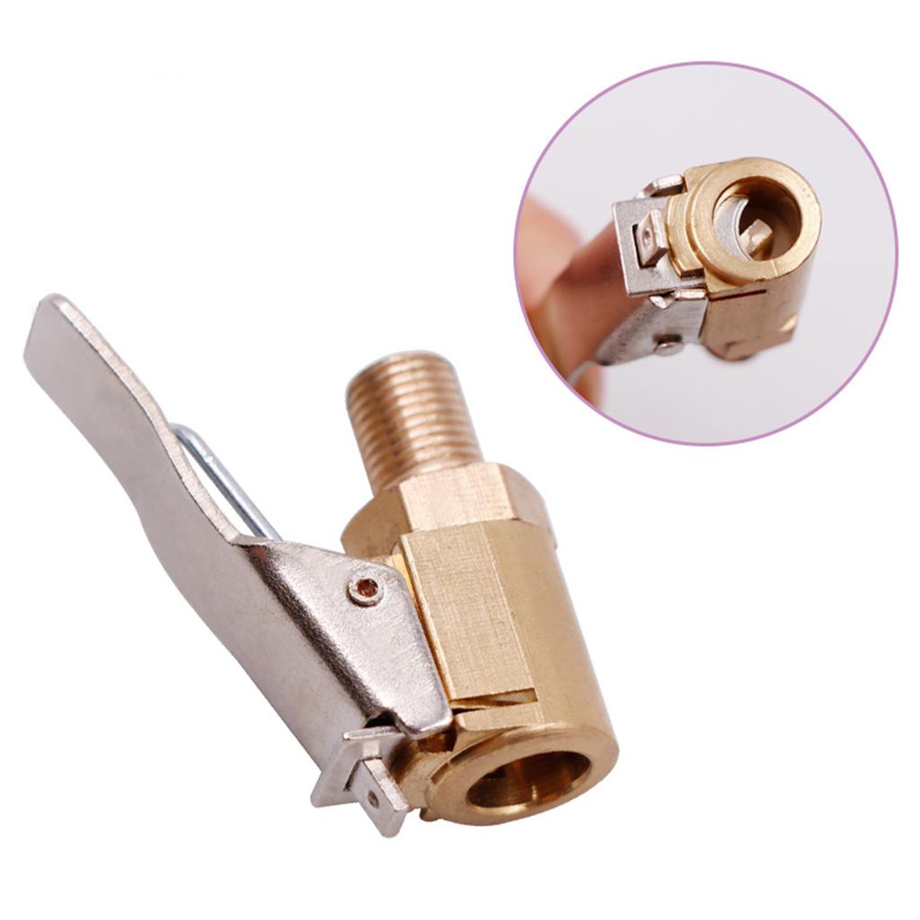 Brass Air Compressor Closed Flow Tire Heavy Duty Lock On Car Tire Inflator Pump Chuck with Clip Quick Converter for Head