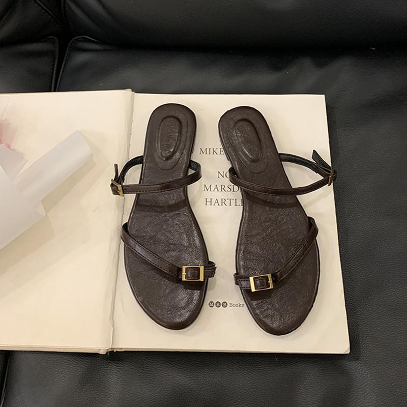 Fashion Bailamos Vintage Roman Sandals Flat Heel Women Sandals Casual Buckle Strap Summer Shoes Heels Women Shoes Mujer 35 4998₽