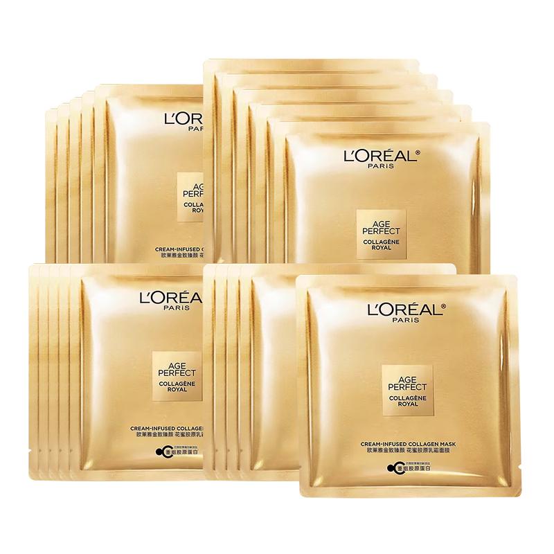 Loreal Paris Медовый Горшочек Маска, Осветляющая, Подтягивающая, Увлажняющая, Антивозрастная Jinzhi Zhenyan Нектар Коллагеновая Кремовая Маска - 20 шт. в коробке белый
