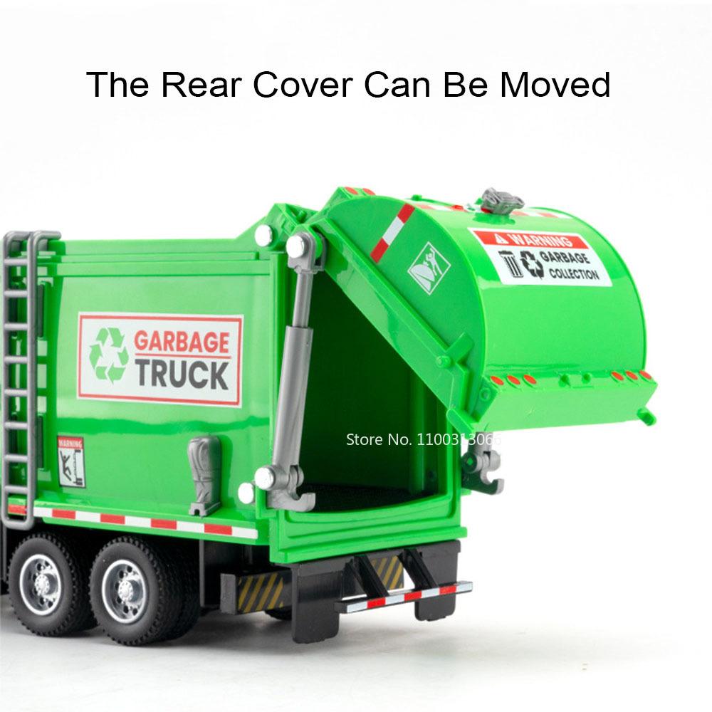 1:32 Alloy Garbage Sweeping Truck Toy Cars Model Door Opened Rubber Tires Sanitation Trucks Light Music Miniature Car Kids Gifts