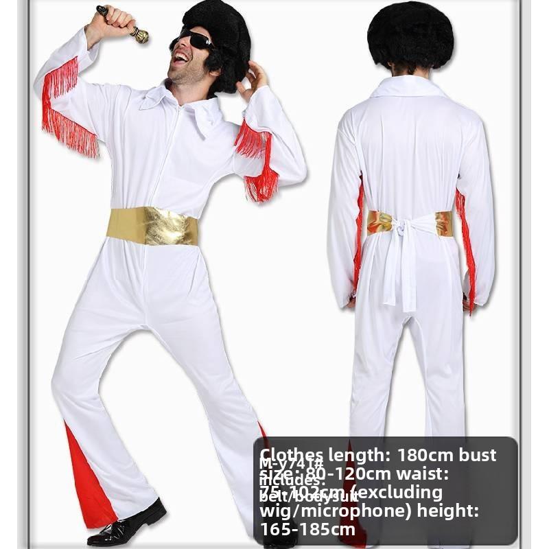 Ensemble de costumes Elvis Presley Marilyn Monroe Avec Perruque Ondulée Pour Fête d'Halloween
