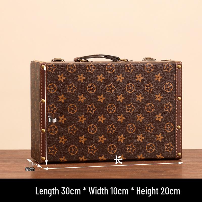 Vintage Leather Jewelry & Sundries Storage Box - Wooden Photography & Decoration Chest