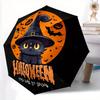 1pc Cute Happy Halloween Cat Witch Hat Automatic 3-Fold Umbrella Design, Cute Cartoon Pattern, Portable Outdoor Umbrella, Perfect, Holiday G