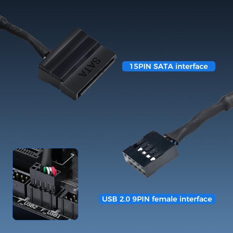 USB 9Pin Header Connectors Risers Board 50cm Extension Cable 4Pin Power Supply 4x9Pin Splitter Expansion 4Port USB2.0 HUBs
