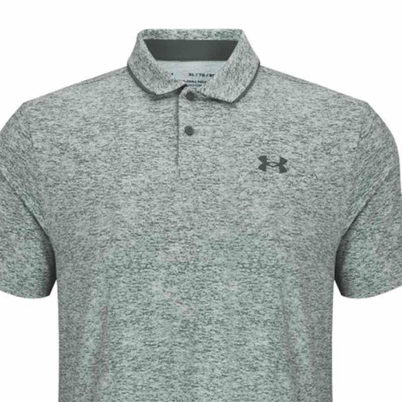 Under Armour Iso Chill Logo Print Pullover Short Sleeve Polo Men Tops Peach Grey 1377364-012