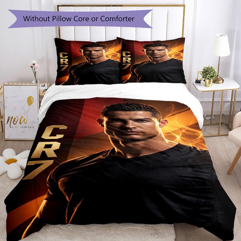Ronaldo's Iconic Number Seven Bedding Set, Breathable Duvet Cover with Pillowcases, Soft Bed Linen for Bedroom Home Decoration, Perfect Festival Birth