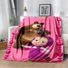 Coperta morbida in peluche 3D Masha e Orso, Cartone animato di Natale, Coperta in flanella, Plaid per Soggiorno, Camera da letto, Letto, Copertura per divano