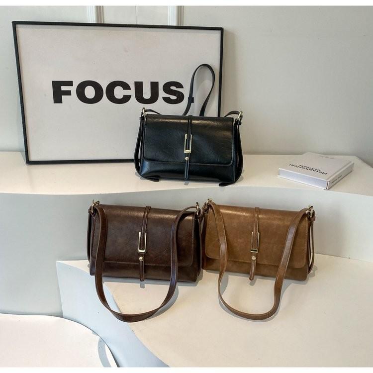 Ielgy Retro Commuter Work Simple High-Quality Tote One-Shoulder Messenger Large-Capacity Female Bag