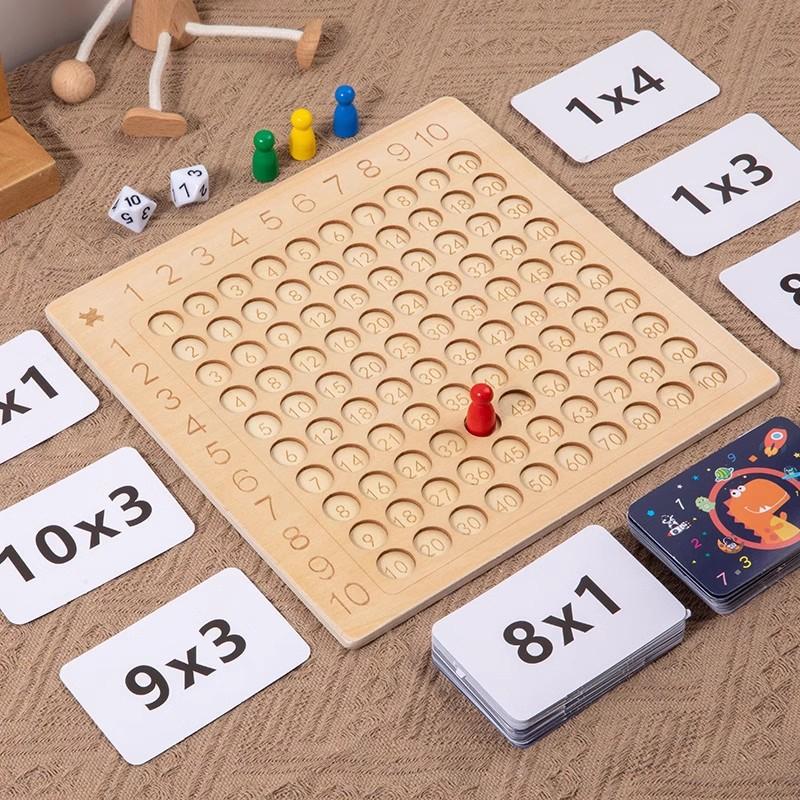 Kids Early Education Multiplication Board Game Wooden Number Counting Learning Toy for Toddlers Birthday Gifts
