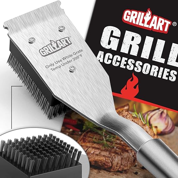 GRILLART Grill Brush and Scraper, Wire BBQ Grill Brush for Outdoor Grill, 16.5” Grill Cleaning Brush BBQ Grill Accessories, Safe