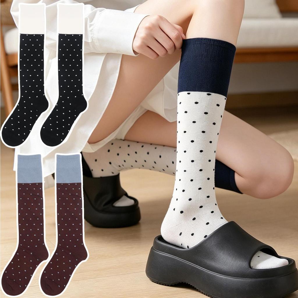 Stockings Japanese Style Fashion Polka Dot Cotton Long Socks Korean Style Color Matching Sweet Girls Knee Socks Women Long Socks