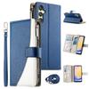 For Samsung Galaxy A25 5G (Global) (161.0mm) Etui Glidelås Lommebok Fargespleiset Lær Flip Telefondeksel med Stropper