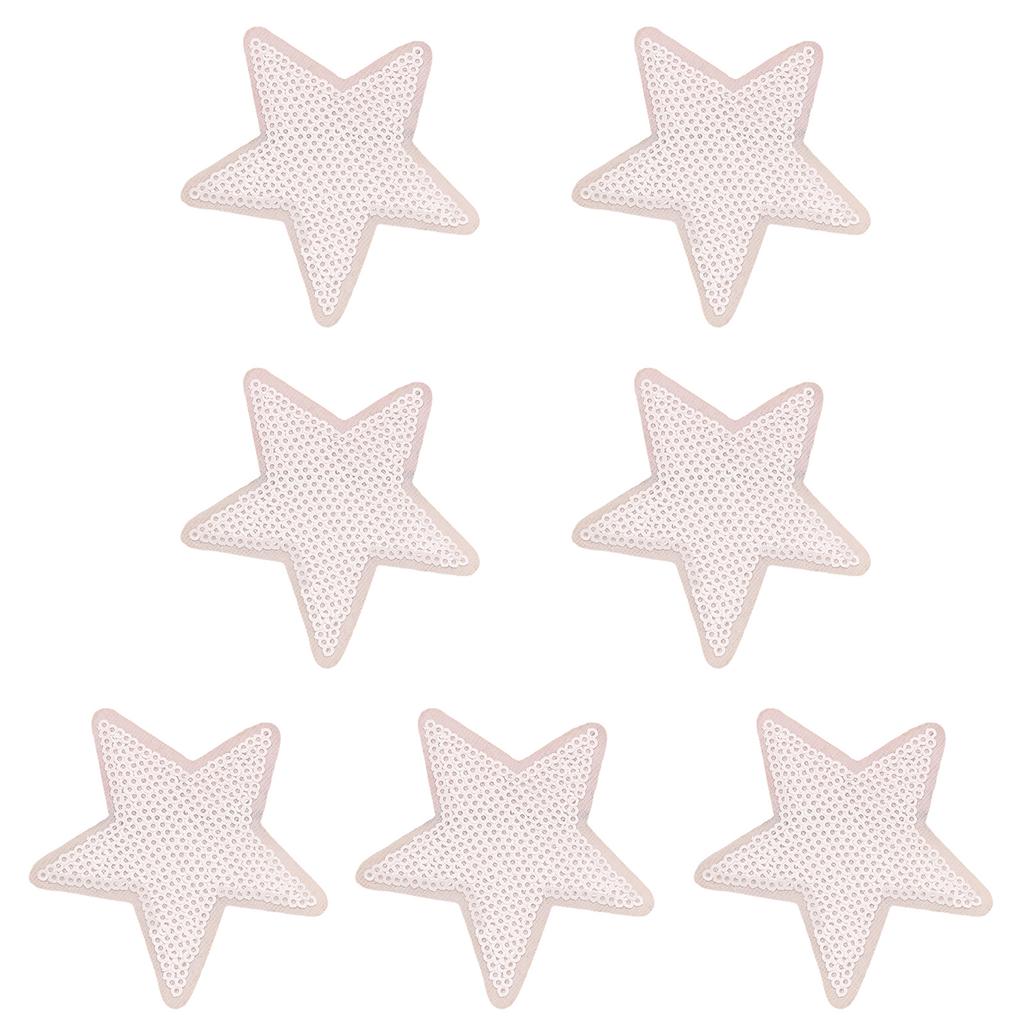 7Pieces Colorful Sequined Star Patches Clothing Craft Materials Fabric Applique For Hairclip And Craft Applications