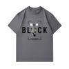 Men's 100% Cotton Crew Neck Short Sleeve T-shirt, Stylish City View V Letter BLVCK Graphic Print Casual Tee, Comfortable Daily Wear Top for Streetwear