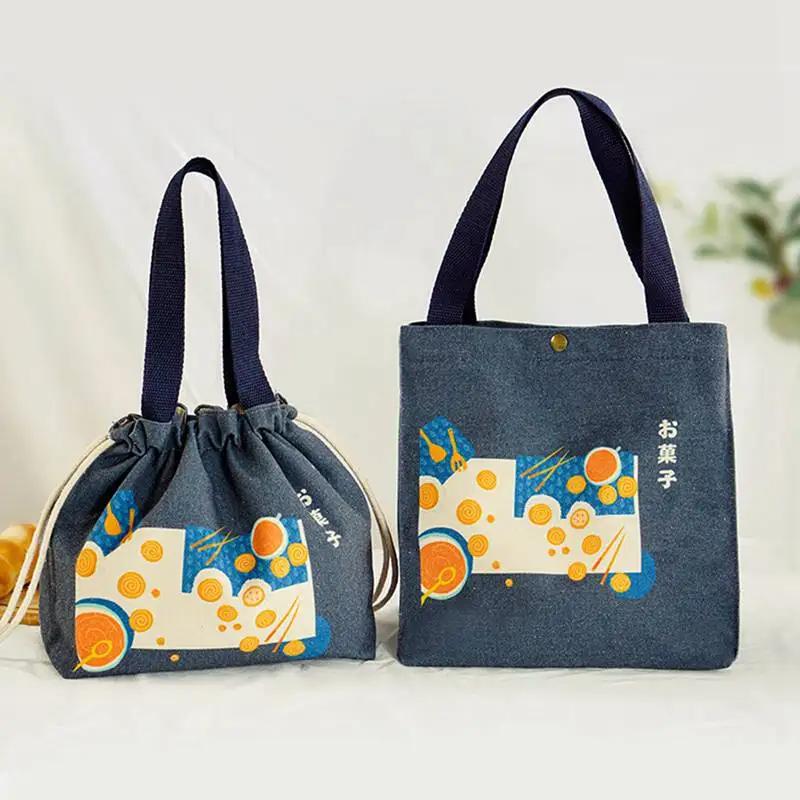 Pattern Cooler Lunch Box Portable Insulated Canvas Lunch Bag Thermal Food Picnic Lunch Bags For Women Kid