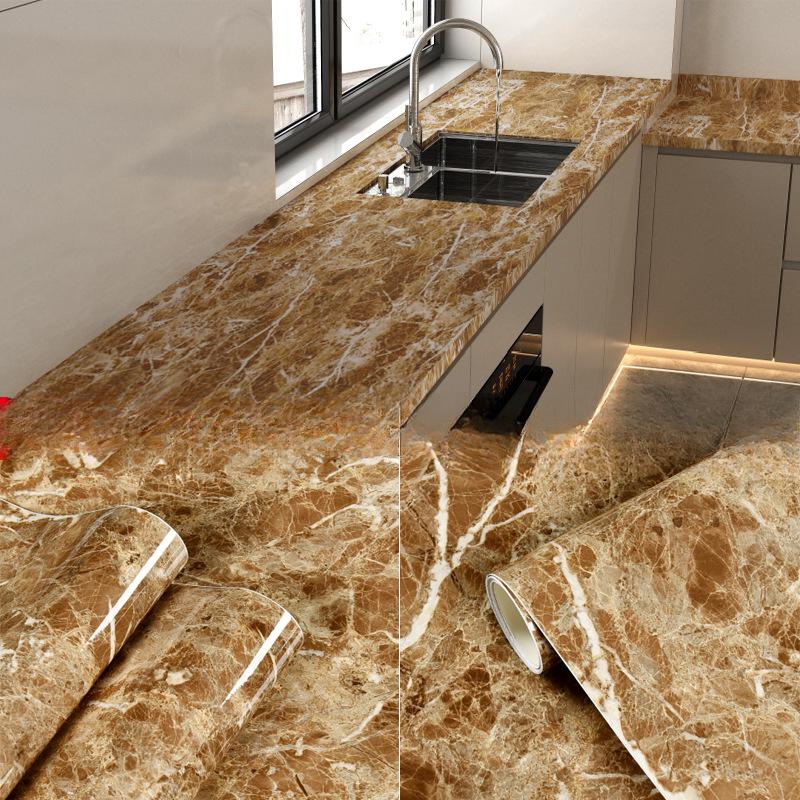 Marble Kitchen Oil-Proof Film Stove Waterproof Moisture-Proof Self-Adhesive Wallpaper Countertop Cabinet Renovation Tile Sticker