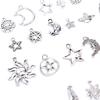 23 Stück/Set Gemischt Silber Stern Mond Sonne Anhänger DIY Handwerk Schmuckzubehör