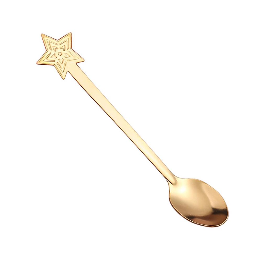 Christmas Gold Cartoon Coffee & Dessert Spoon Fork Set – Stainless Steel Pendant Gift Box