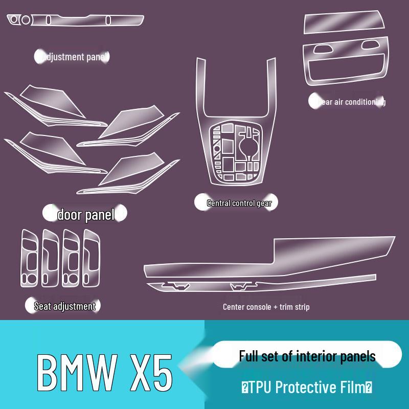 BMW X5 23/24 Interior Protective Film Set: Tempered Glass Screen Protector & Door Sill Film