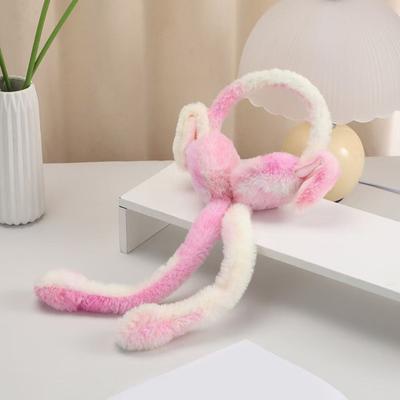Yousheng 1/2 Pièces Oreillettes Lapin en Peluche avec Oreilles Sautantes Mobiles Couleur Dégradée Douces Oreillettes Poilues Bandeau Oreillères d'Hiver
