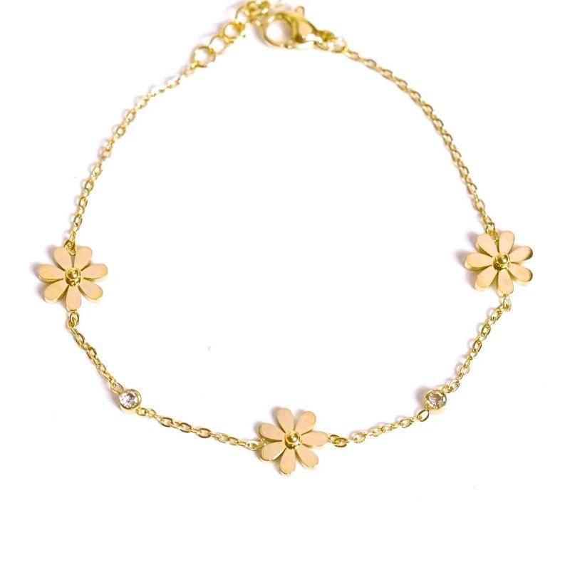 Simple Premium Daisy Titanium Steel Sunflower Bracelet Fashion Versatile Delicate Bangle Non Fading