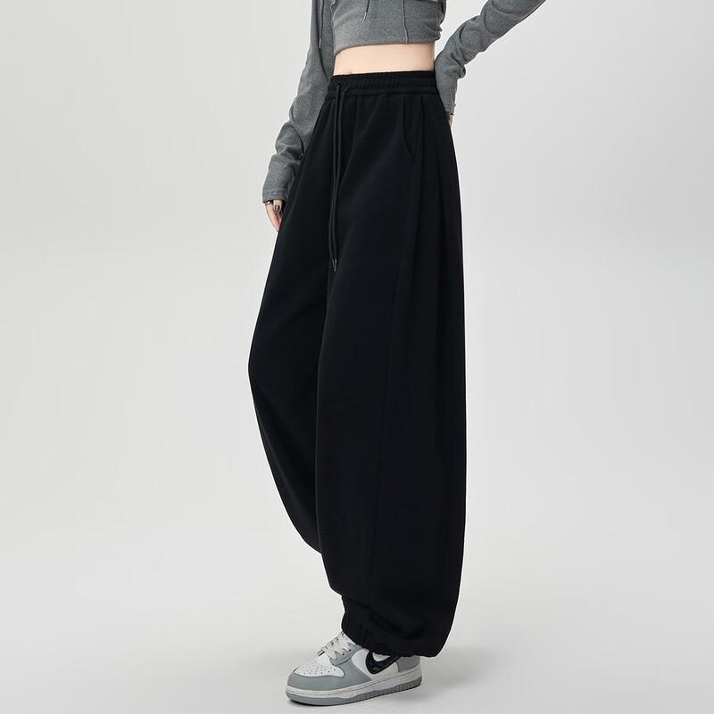 HSTYLE Damen Hochtaillierte Schlankmachende Drapey Lässige Jogginghose