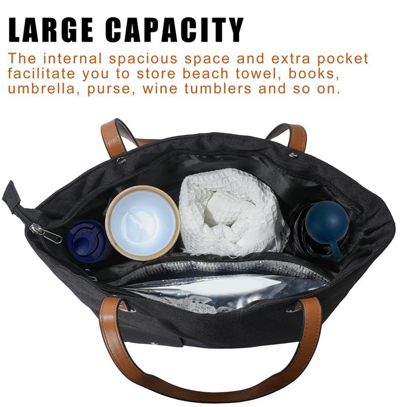 B97A-Borsa Termica per Vino, Borsa Frigo da Spiaggia per Viaggio Regalo, Portamonete Termico a Prova di Perdite con Scomparti con Beccuccio