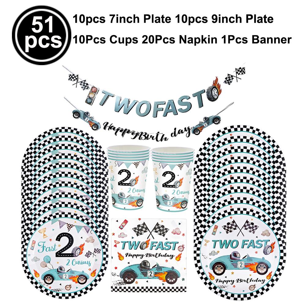 Two Fast Theme Disposable Tablecloth Racing Car Birthday Party Supplies Kids 2nd Birthday Party Decorations