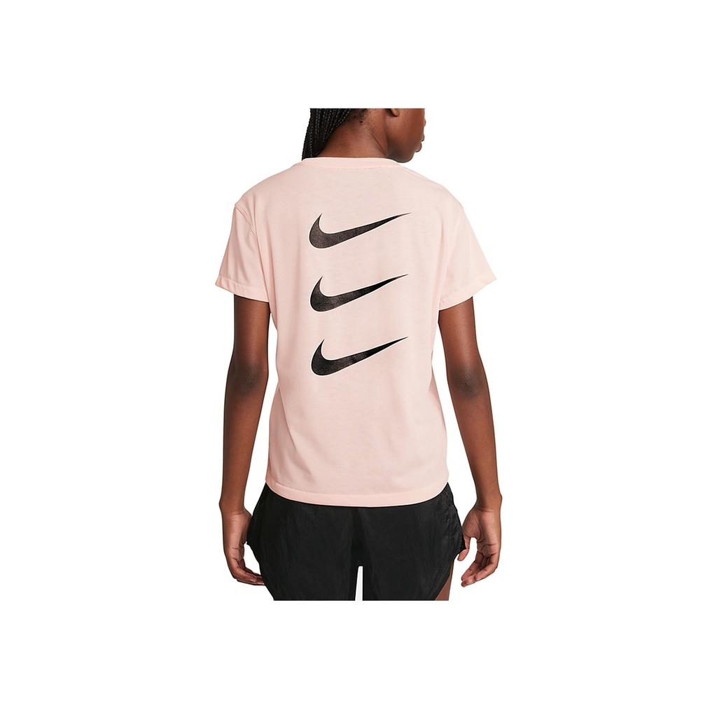 Nike Dri-FIT Run Division Reflective Logo Printed Running T-Shirt Short Sleeve Women Tops Coral DD5316-864