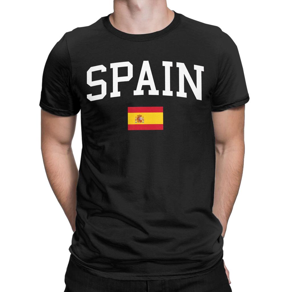 SPAIN Flag Vintage Distressed Cotton T Shirt For Men Summer Streetwear T Shirts Crewneck Fashion Tees Big Size Casual Clothes