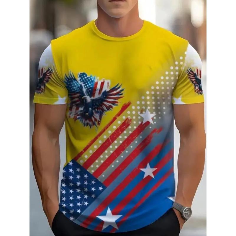 Summer New Men's Contrasting Color Splicing Short-sleeved Top Trendy Fashion Urban Street Casual T-shirt