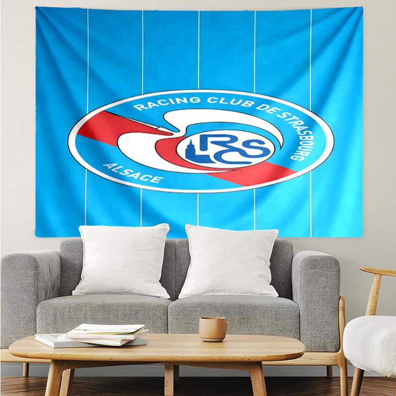 Racing Club Strasbourg Crest Tapestry, Unique Design Tapestry, Suitable for Bedroom,Livingroom, Playroom,Heartwarming Fan Holiday Gifts