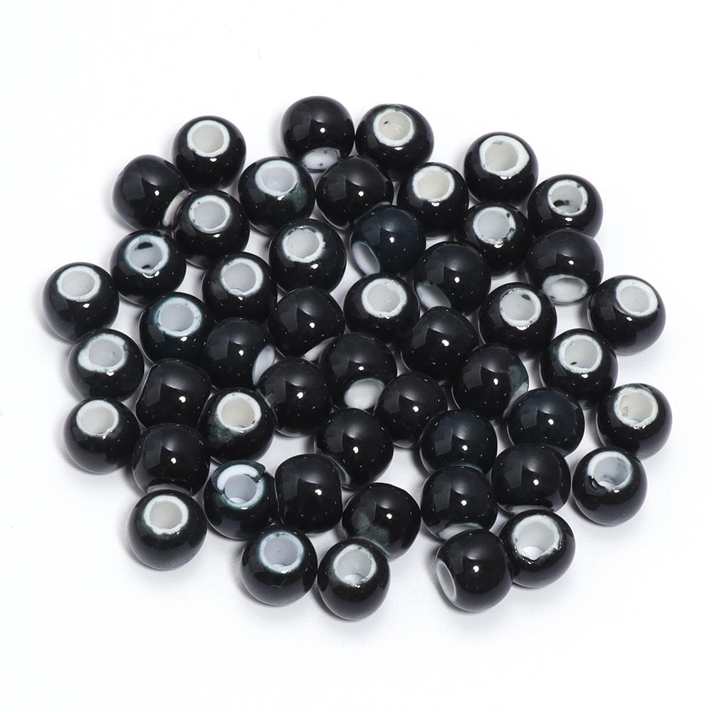 30pcs/lot Round Shape Ceramic Beads Colorful Loose Beads Spacer Beads For DIY Jewelry Making Necklace Bracelet Accessories