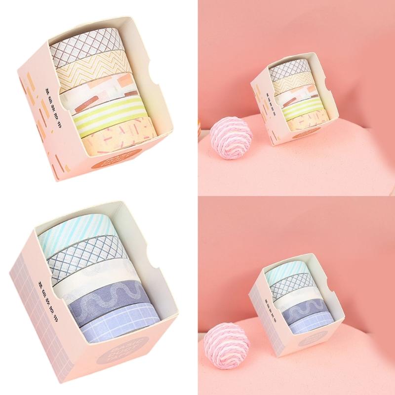 5Rolls of Decorative Tape Scrapbooking Tape for Art Craft 10mmx2m Aesthetic Masking Tape for Journal Album Wrapping