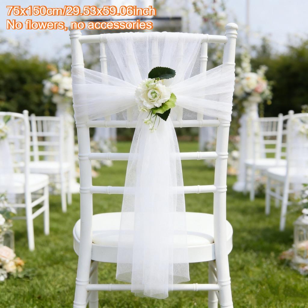 Romantic Sheer Chiffon Chair Sashes Wedding Arch Veil Gauze Table Runner for Birthday Baby Shower Party Banquet Arche Home Decor