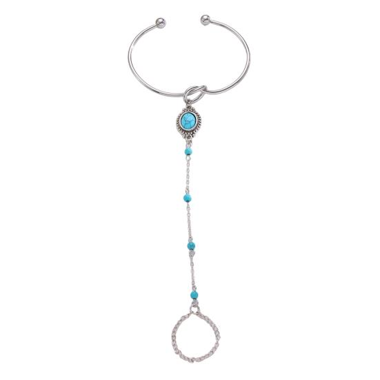 

Fashion Finger Chain & Ring Set Interconnected Bracelet with Adjustable Rings Vintage Hand Jewelry for C