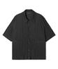 ADHOC Men'S Open Collar Ribbed Short Sleeve Shirt (Black) (Hc4Ss10)