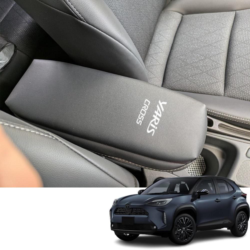 

Bmolpt Чехол на подлокотник для модели Toyota Yaris Cross и салона консольного бокса, на заказ, защита от пятен и царапин, простая установка, кожа с серым