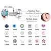 2PCS/Set Stainless Steel Heart Moon Earbone Stud Screw Ball Stud Earrings for Women Fashion Ear Tragus Cartilage Body Piercing